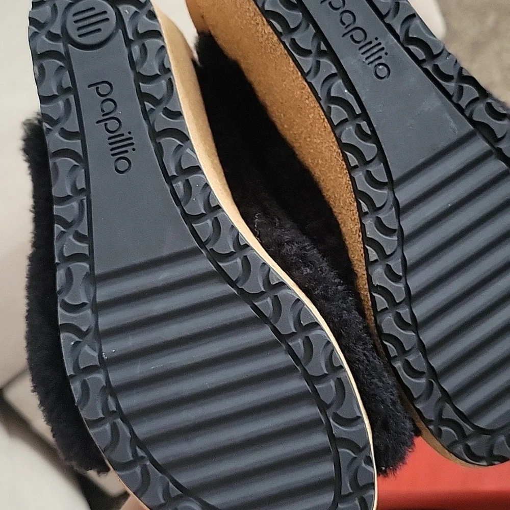 Papillio by Birkenstocks Namica Shearling Wedge Teddy Black 38 40 41 NWOB